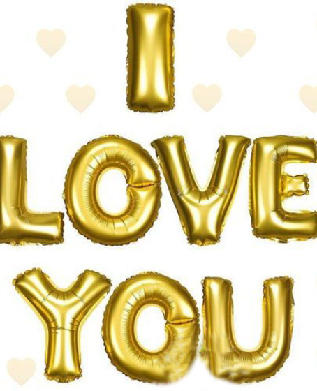 I Love You Folyo Balon Altın Renk 35 CM