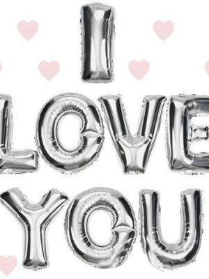 I Love You Folyo Balon Gümüş Renk 35 CM I Love You Folyo Balon Gümüş Renk 35 CM
