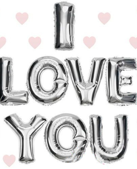 I Love You Folyo Balon Gümüş Renk 35 CM