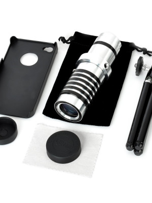 Iphone 5 5S - Iphone 4 4S Için Alüminyum 14X Optik Zoom Yakından Görüntü Çekme Dürbün