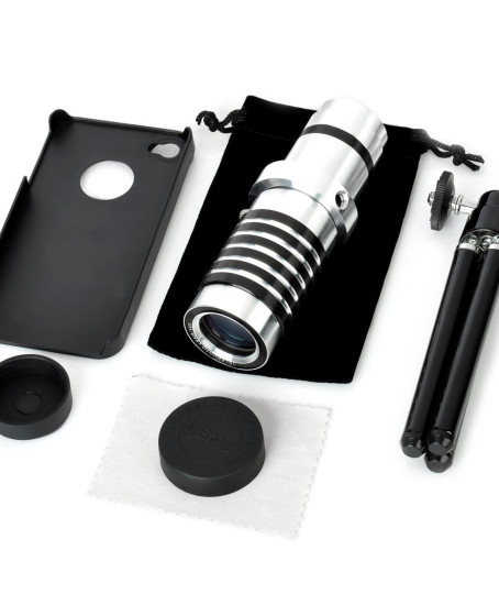 Iphone 5 5S - Iphone 4 4S Için Alüminyum 14X Optik Zoom Yakından Görüntü Çekme Dürbün