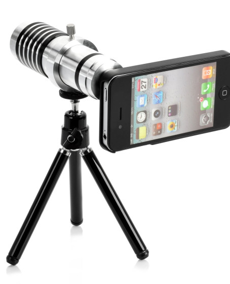 Iphone 5 5S - Iphone 4 4S Için Alüminyum 14X Optik Zoom Yakından Görüntü Çekme Dürbün