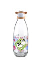 İnek Tasarımlı Sevimli Cam Suluk - Süt Şişesi 1000 ML İnek Tasarımlı Sevimli Cam Suluk - Süt Şişesi 1000 ML