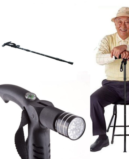 Işıklı & Pusulalı Katlanabilir Baston