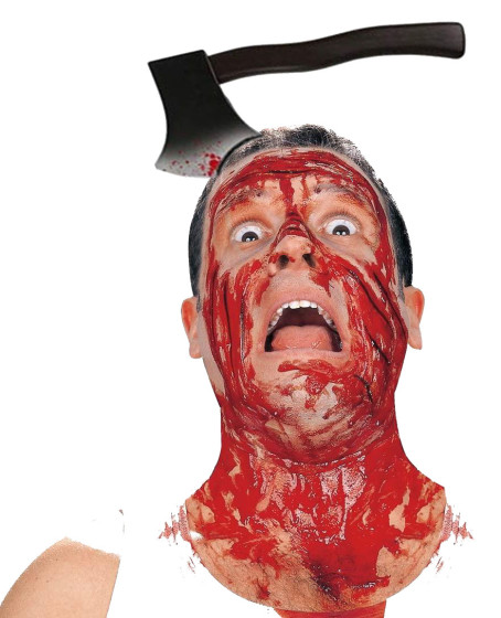 Kafaya Saplanmış Halloween Kanlı Balta Şaka Tacı Kafaya Saplanmış Halloween Kanlı Balta Şaka Tacı