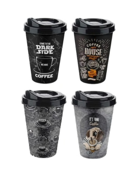 Kahve Bardağı - Kapaklı Desenli 650ML Kahve Bardağı - Kapaklı Desenli 650ML