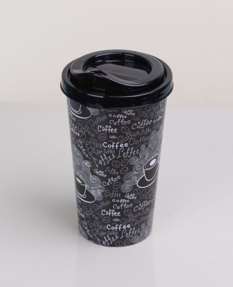 Kahve Bardağı - Kapaklı Desenli 650ML Kahve Bardağı - Kapaklı Desenli 650ML
