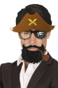Kahve Renk Şapkalı Siyah Sakallı Pipolu Jack Sparrow Denizci Korsan Gözlüğü 24x25 cm