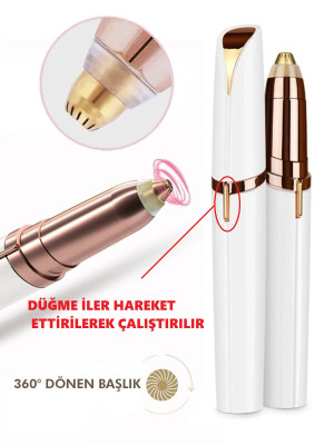 Kalem Tipi Taşınabilir İnce Uçlu Yüz Için Tüy Alıcı Kaş Bıyık Epilasyon Aleti (Pil Dahildir)
