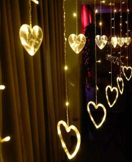 3 Metre 8 Modlu Kalp Perde LED Işık - Sarı (Sıcak Beyaz) Işık Dekoratif Işıklandırma Oda Dekoru 3 Metre 8 Modlu Kalp Perde LED Işık - Sarı (Sıcak Beyaz) Işık Dekoratif Işıklandırma Oda Dekoru