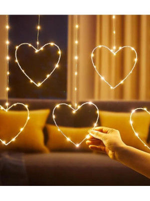 Kalpli Perde LED Işıklar, Sevgililer Günü Romantik LED Aydınlatma
