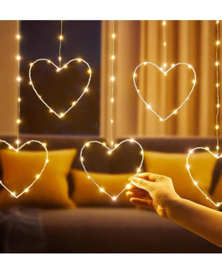 Kalpli Perde LED Işıklar, Sevgililer Günü Romantik LED Aydınlatma
