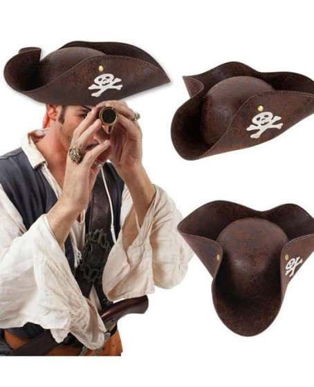Kaptan Jack Korsan Şapkası Vinleks Deri Denizci Korsan Şapkası