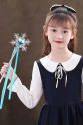 Kar Taneli Mavi Kalp Taşlı Saten Kurdeleli Karlar Ülkesi Elsa Asası Sopası 34 cm