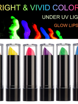Karanlıkta Parlayan Yanan UV Neon Ruj Yüz Boyama 6 Adet 6 Renk