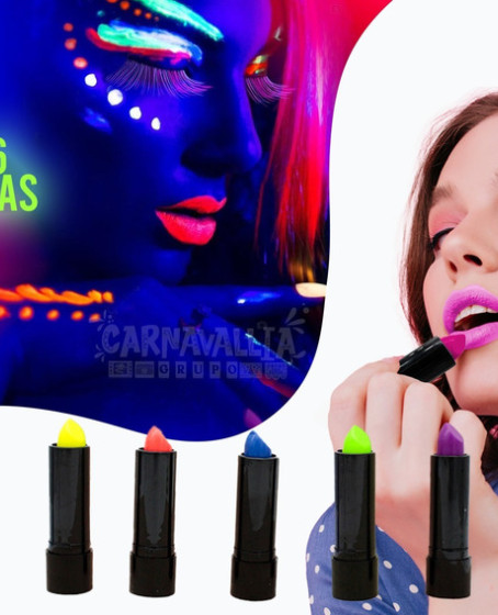 Karanlıkta Parlayan Yanan UV Neon Ruj Yüz Boyama 6 Adet 6 Renk