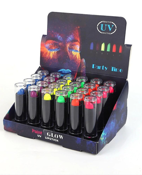 Karanlıkta Parlayan Yanan UV Neon Ruj Yüz Boyama 6 Adet 6 Renk