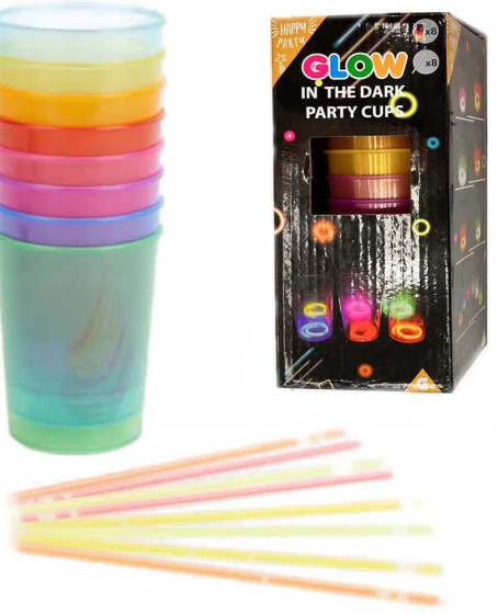 Karanlıkta Yanan Gece Işığı Mega Glow Bardaklar 8 Adet 8.5 x 10.5 cm