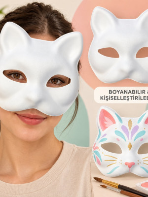 Kendin Tasarla Kişiselleştirilebilir Boyanabilir Kedi Maskesi