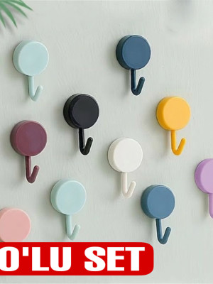 Kendinden Yapışkanlı Renkli Duvar Askısı (10LU SET)
