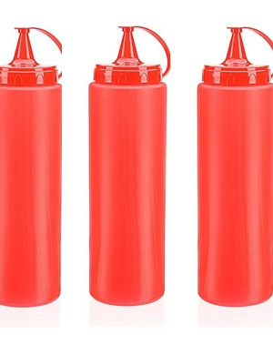 Ketçap Şişesi - 1000ML Dev Boy Kırmızı 3 Adet