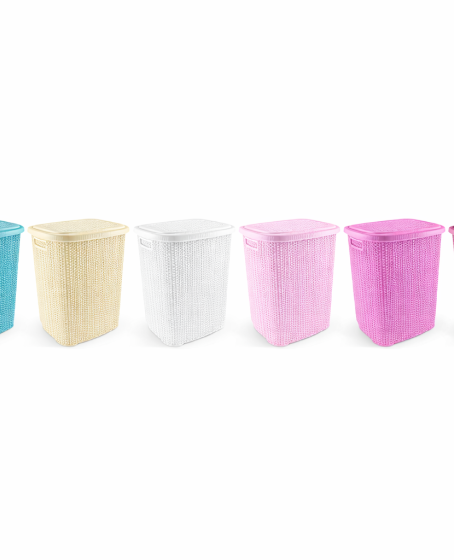Kirli Çamaşır Sepeti Kapaklı 65 LT Örgü Desenli Plastik Çamaşır Sepeti Banyo Sepeti - Turkuaz Kirli Çamaşır Sepeti Kapaklı 65 LT Örgü Desenli Plastik Çamaşır Sepeti Banyo Sepeti - Turkuaz