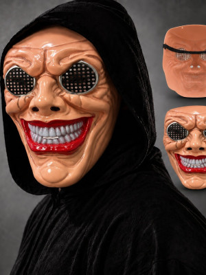 Kırmızı Ağız ve Beyaz Diş Detaylı File Gözlü Maske Kırmızı Ağız ve Beyaz Diş Detaylı File Gözlü Maske
