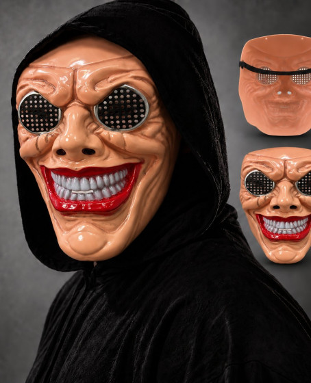Kırmızı Ağız ve Beyaz Diş Detaylı File Gözlü Maske