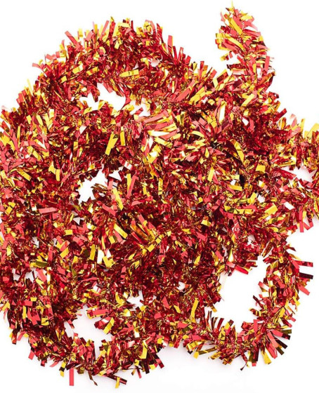 Kırmızı Altın Renk 4 cm Genişlik Garland Çift Renk Sim Süs 180 cm