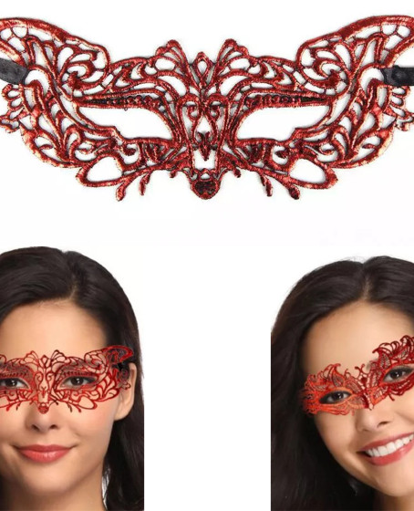 Kırmızı Dantel Masquerade Maskesi 9 No