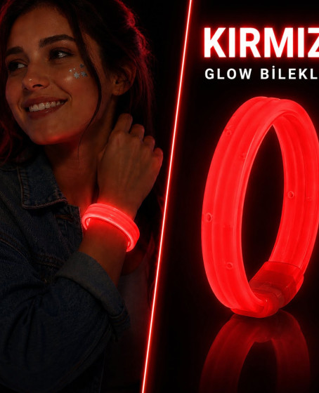 Kırmızı Kalın Glow Bileklik – Kırılarak Yanan Parti ve Festival Bilekliği Kırmızı Kalın Glow Bileklik – Kırılarak Yanan Parti ve Festival Bilekliği