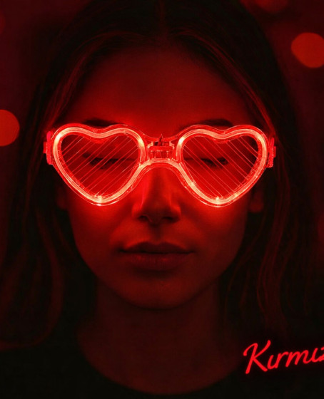 Kırmızı LED Işıklı Kalp Gözlük – 3 Modlu Parti & Glow Gözlüğü