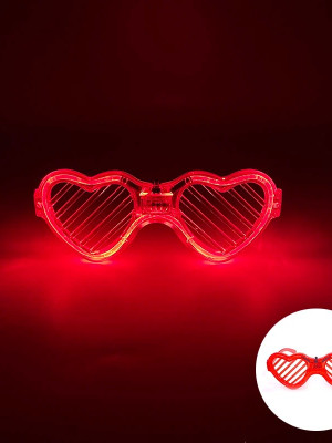Kırmızı LED Işıklı Kalp Gözlük – 3 Modlu Parti & Glow Gözlüğü