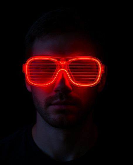 Kırmızı Led Işıklı Parti Gözlüğü - Neon Glow Şerit Gözlük 3 Modlu Kırmızı Led Işıklı Parti Gözlüğü - Neon Glow Şerit Gözlük 3 Modlu