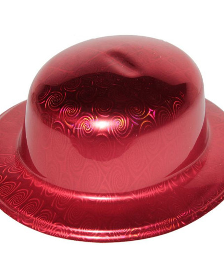 Kırmızı Renk Hologramlı Plastik Yuvarlak Melon 27x24 cm
