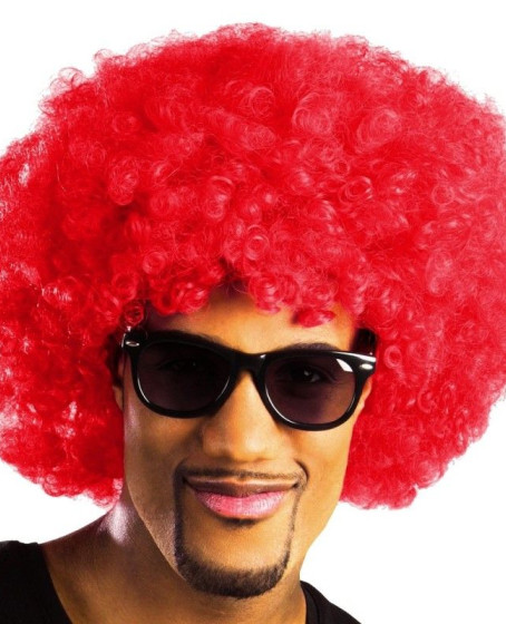 Kırmızı Renk Kıvırcık Afro Bonus Peruk
