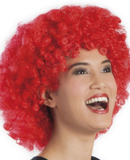 Kırmızı Renk Kıvırcık Afro Bonus Peruk