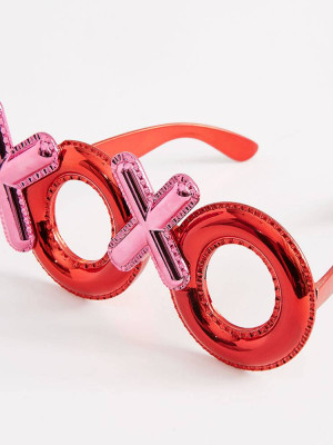 Kırmızı Renk Xoxo Yazılı Parti Gözlüğü 17x7 cm