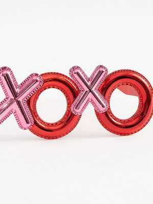 Kırmızı Renk Xoxo Yazılı Parti Gözlüğü 17x7 cm