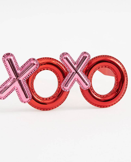 Kırmızı Renk Xoxo Yazılı Parti Gözlüğü 17x7 cm