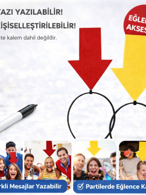 Kişiselleştirilebilir Ok İşaretli Mesaj Tacı (2’li Set Sarı-Kırmızı)