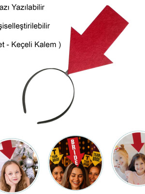 Kişiselleştirilebilir Ok Taç – Üzerine Yazı Yazılabilen Parti Tacı Kırmızı Renk