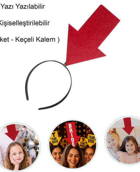 Kişiselleştirilebilir Ok Taç – Üzerine Yazı Yazılabilen Parti Tacı Kırmızı Renk