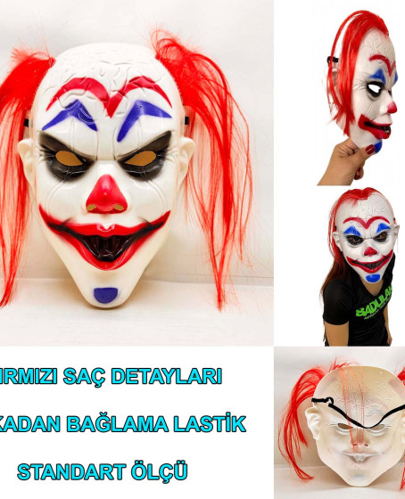 Kızıl Saçlı Joker Palyaço Maskesi