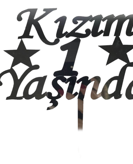 Kızım 1 Yaşında İlk Yaş Doğum Günü Partisi Pleksi Pasta Süsü Gümüş Renk Kızım 1 Yaşında İlk Yaş Doğum Günü Partisi Pleksi Pasta Süsü Gümüş Renk