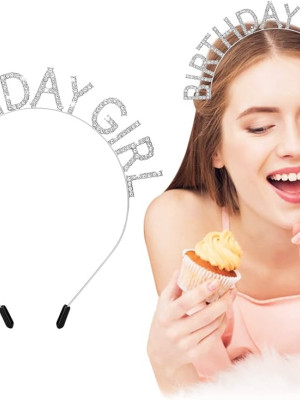 Kristal Taşlı Gümüş Birthday Girl Yazılı Doğum Günü Parti Tacı 19x11 cm Kristal Taşlı Gümüş Birthday Girl Yazılı Doğum Günü Parti Tacı 19x11 cm