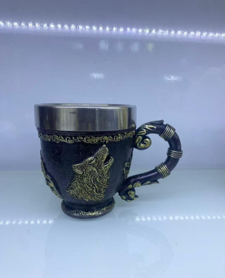 Kurt işlemeli Çelik Kupa Kod 6922