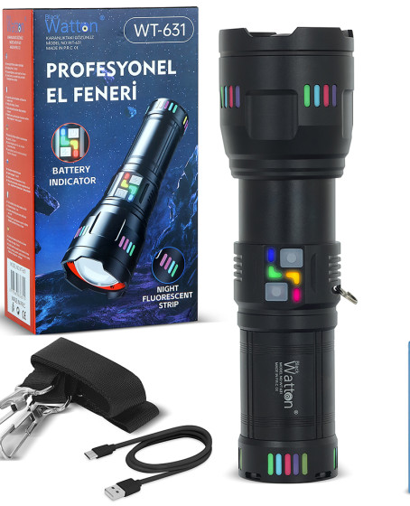 Lazer Etkili Profesyonel El Feneri 30.000 Lümen WT-631 Lazer Etkili Profesyonel El Feneri 30.000 Lümen WT-631