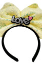 Led Işıklı 3 Farklı Fonksiyonda Yanan Gümüş Love Yazılı Sarı Fiyonk Taç 20X17 cm