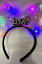 Led Işıklı 3 Farklı Fonksiyonda Yanan Gümüş Love Yazılı Lila Fiyonk Taç 20X17 cm